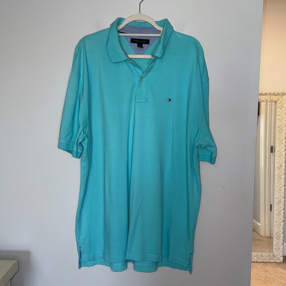 Tommy Hilfiger Mens NWOT Aqua Blue Polo Size XXL Cotton Preppy Business Casual